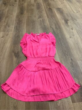 Steve Madden Hot Pink Ruffle Sleeve Tiered Dress